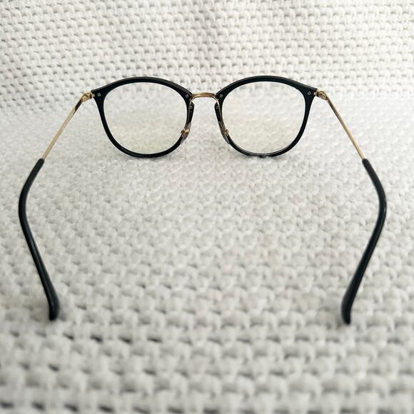 Ray Ban Polished Black Gold Round Frames RB7140 Blue Light Lenses Frame Only - Picture 4 of 10